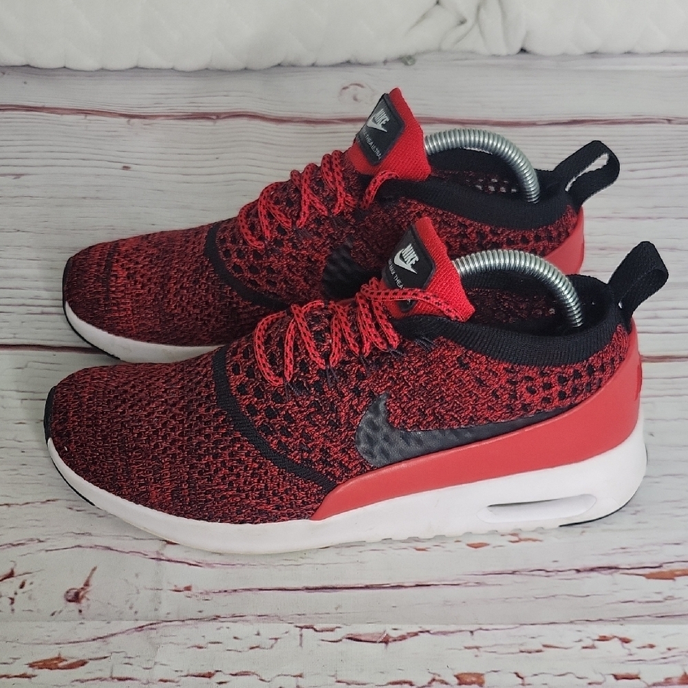 Nike Air Max Thea Ultra Red and Black Fly Knit Sneakers Women's Size 7